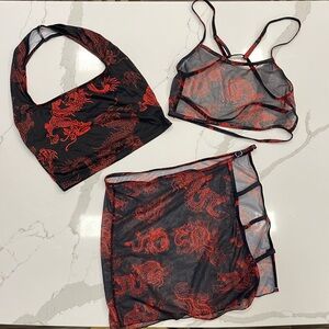 Cute black and red dragon outfit